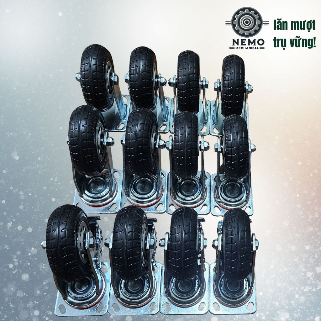 Bánh Xe Cao Su Đặc D150 Chịu Mài Mòn – Càng Dày 5.5mm, Chuyên Dụng Đường Nhựa & Bê Tông